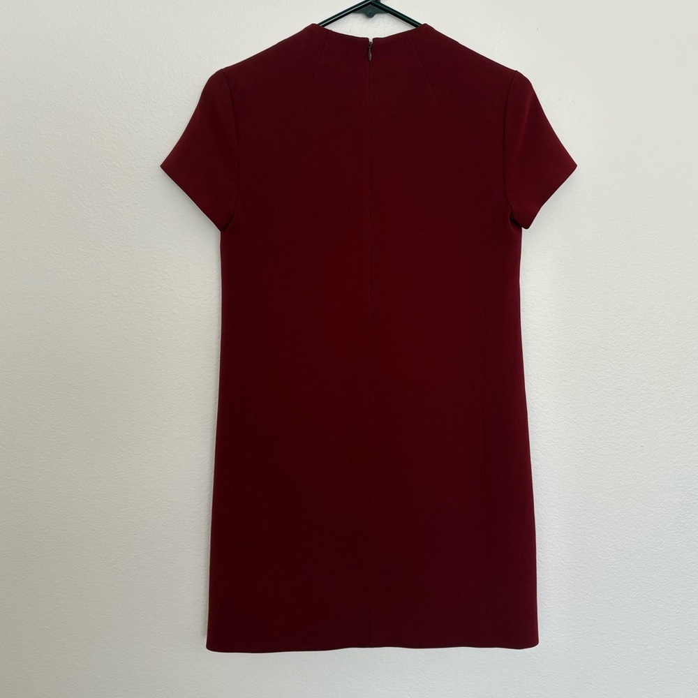 Theory Burgundy Short Sleeve Shift Dress Size 0 USA Made - Picture 2 of 11